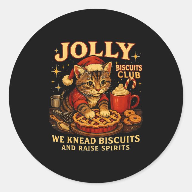Jolly Biscuits Club We Knead Cat Xmas  Runder Aufkleber (Vorderseite)