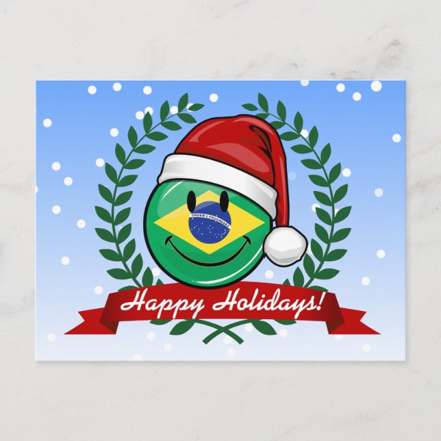 Jolly Brazilian Flag Weihnachtsstil Feiertagspostkarte (Vorderseite)