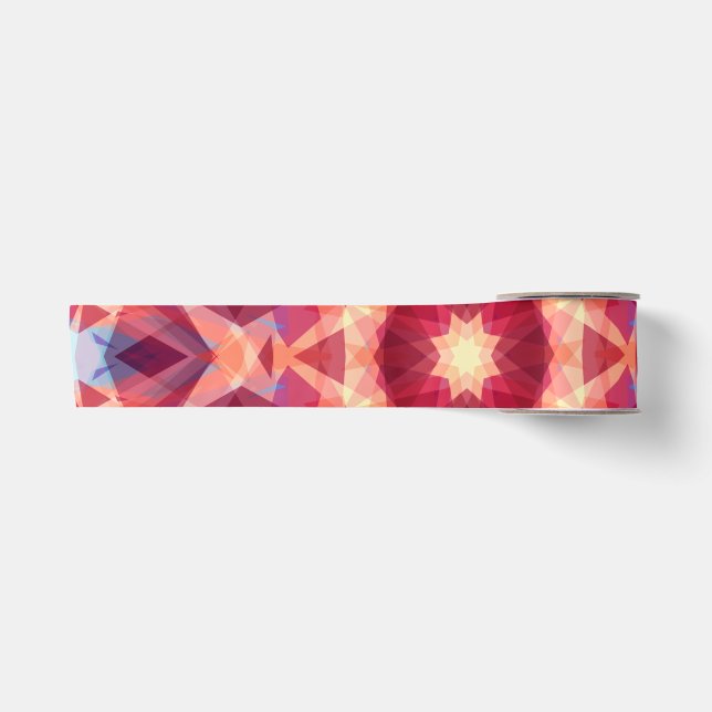 Jolly Bright Red Golden Christmas Star Decorative Satinband (Vorderseite)