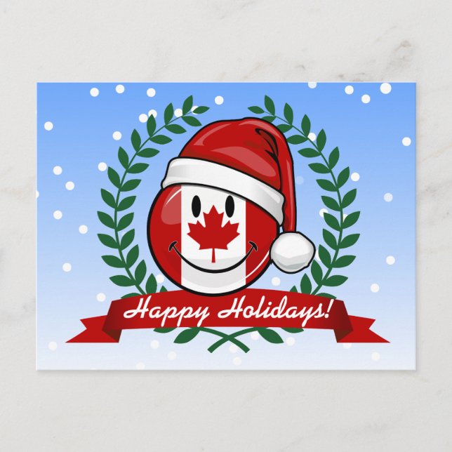 Jolly Canadian Flag Weihnachtsstil Feiertagspostkarte (Vorderseite)
