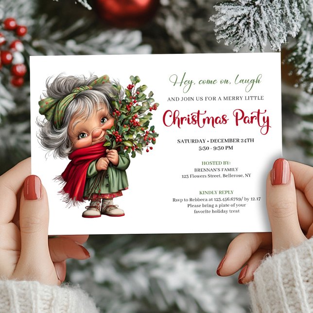 Jolly Cartoon Granny Holiday Party Celebration Einladung (Jolly Cartoon Granny Holiday Party Celebration)