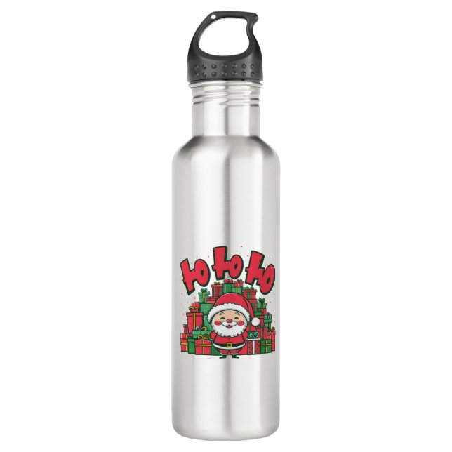 Jolly Cartoon Santa Christmas-67748 Edelstahlflasche (Vorderseite)