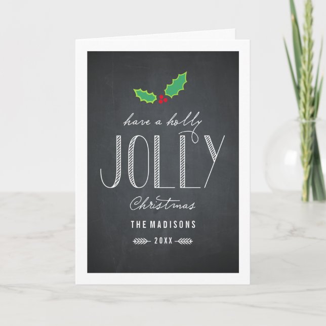 Jolly Chalkboard Weihnachtsgrüßkarte Feiertagskarte (Vorderseite)