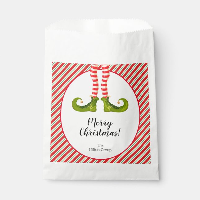 Jolly Christmas Elf Legs Stripes Holiday Geschenktütchen (Vorderseite)