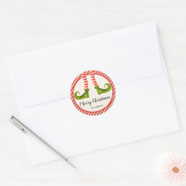 Jolly Christmas Elf Legs Stripes Holiday Klein Runder Aufkleber