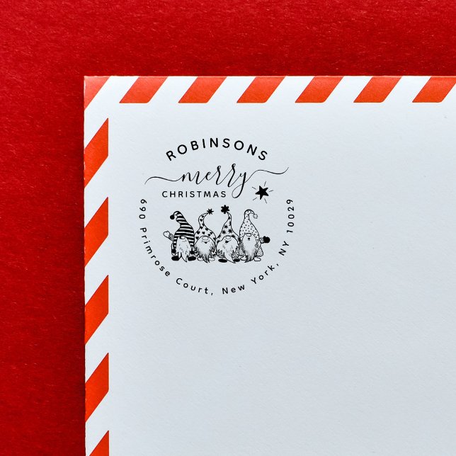 Jolly Christmas Gnomes Family Rücksendeadresse Permastempel (Von Creator hochgeladen)