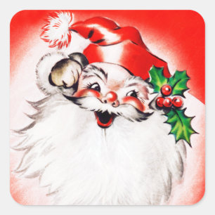 Jolly Christmas Greetings Quadratischer Aufkleber
