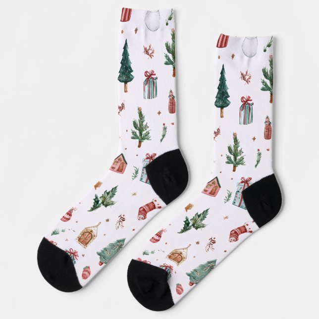 Jolly Christmas Pattern Socks | Fun Gift  Socken (Linkes Detail)