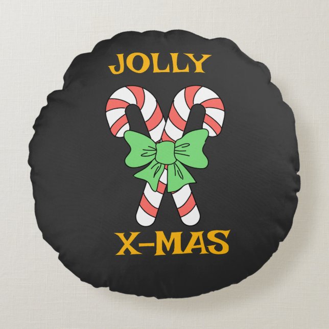 JOLLY CHRISTMAS RUNDES KISSEN (Vorderseite)