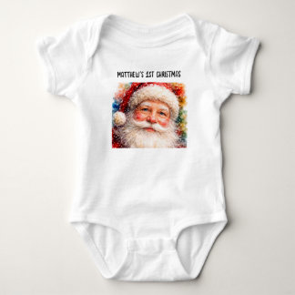Jolly Christmas Santa Portrait Baby Strampler