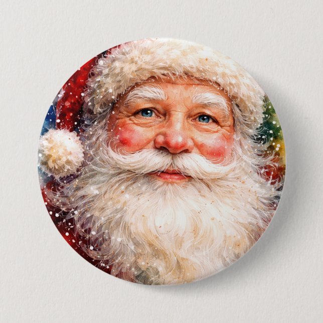 Jolly Christmas Santa Portrait Button (Vorderseite)