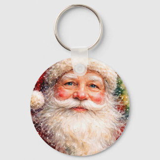 Jolly Christmas Santa Portrait Schlüsselanhänger