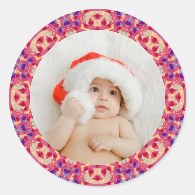 Jolly Custom Christmas Foto Frame Scrapbooking Runder Aufkleber (Vorderseite)