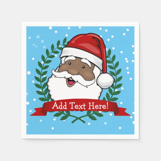 Jolly Ethnic Santa Custom Text Weihnachten Serviette (Vorderseite)