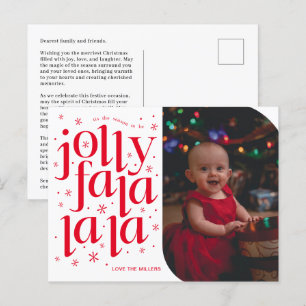 Jolly Fa La La La La Whimsical Foto Holiday Postca Feiertagspostkarte
