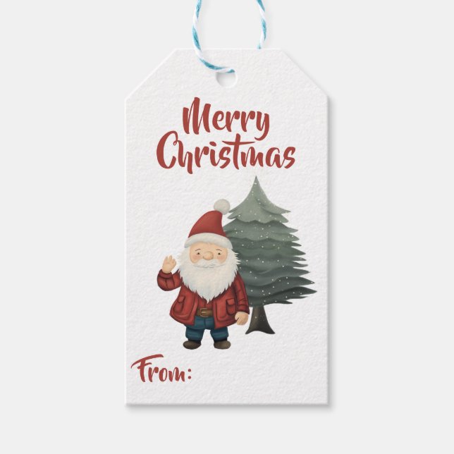 Jolly Father Christmas Gnome Weihnachtsgeschenk Ta Geschenkanhänger (Vorderseite)