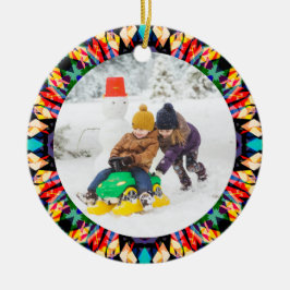 Jolly Festive Custom Christmas Foto Picture Frame Keramik Ornament