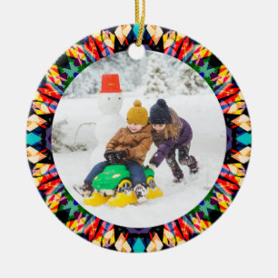 Jolly Festive Custom Christmas Foto Picture Frame Keramik Ornament