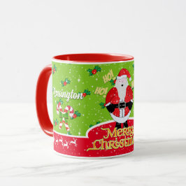 Jolly fett Santa mit Candy Cane und Holly auf Gree Tasse