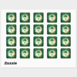 Jolly Ginger Tabby Irish Cheer Quadratischer Aufkleber