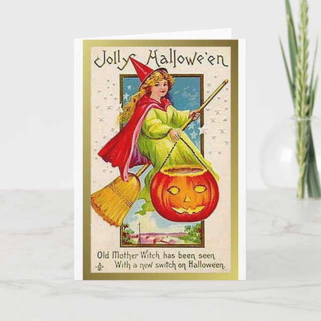 Jolly Halloween Old Mother Witch (geändert) Karte (Vorderseite)