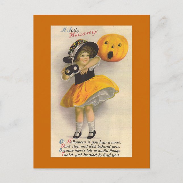 " Jolly Halloween" Vintage Halloween-Karte Postkarte (Vorderseite)