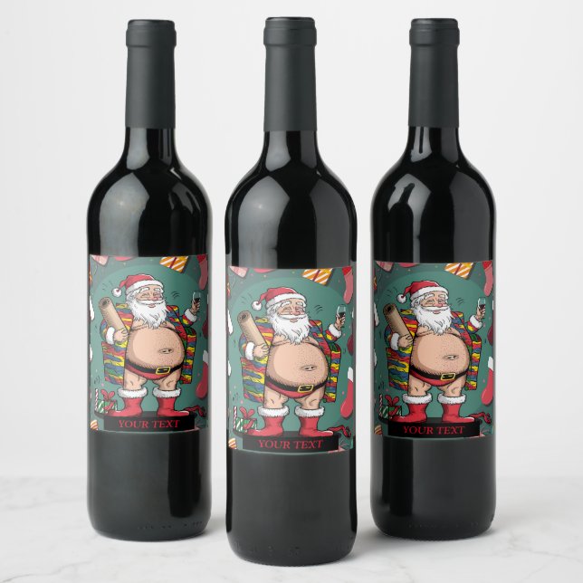 Jolly Happy Father Christmas Weinetikett (Flaschen)