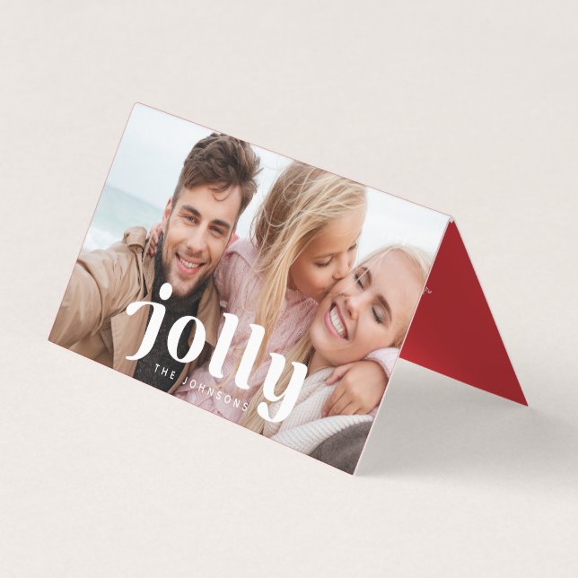 Jolly Happy Holidays Modern Simple Family Foto Visitenkarten (Vorderseite)