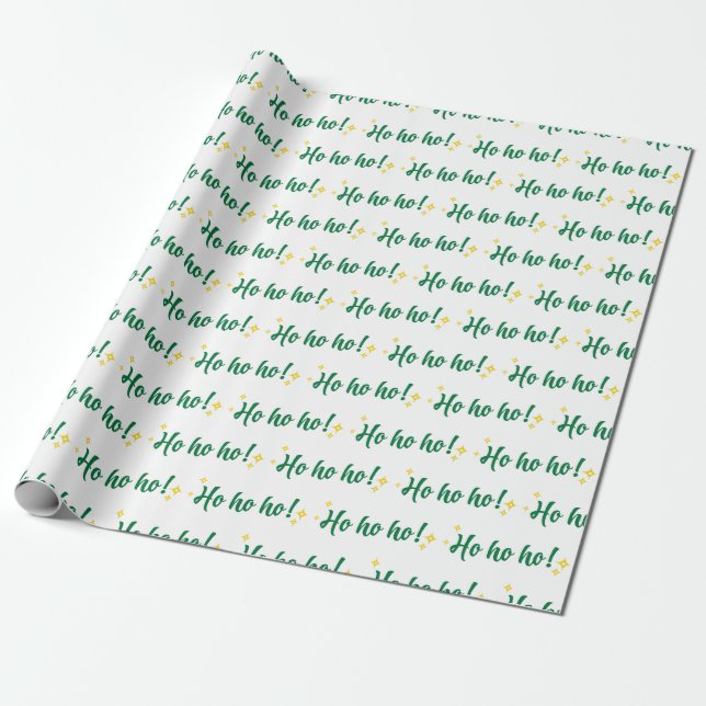 Jolly Ho Ho Ho Festivals Geist Weiß nahtlos Geschenkpapier (Ungerollt)