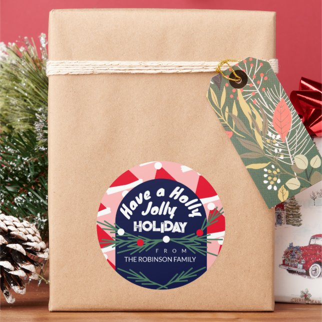 Jolly Holiday Weihnachts-Weihnachtsmannmütze Runder Aufkleber (Feiertag)