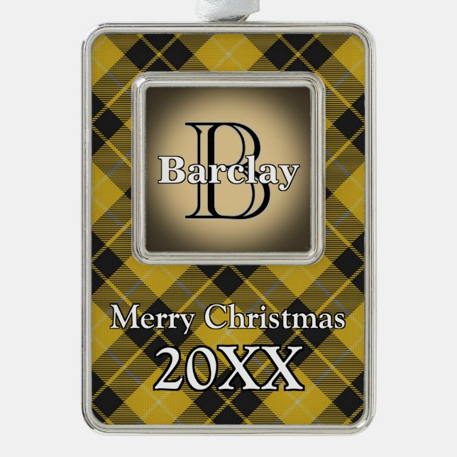 Jolly Holidays Clan Barclay Tartan Rahmen-Ornament Silber (Vorderseite)