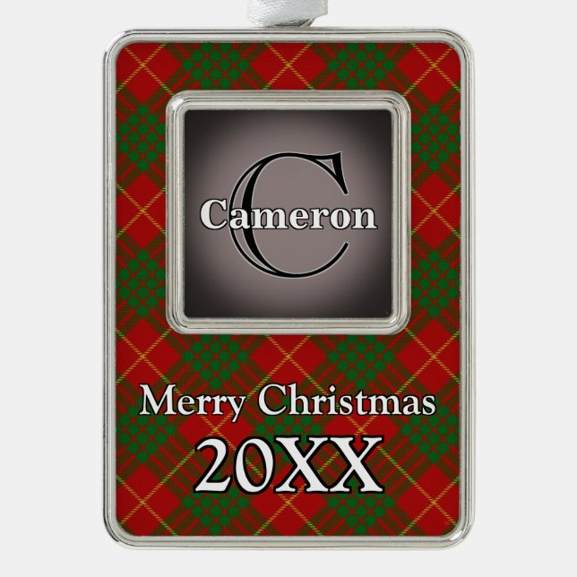 Jolly Holidays Clan Cameron Tartan Rahmen-Ornament Silber (Vorderseite)