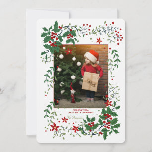 Jolly Holly Foto Holiday Card Einladung