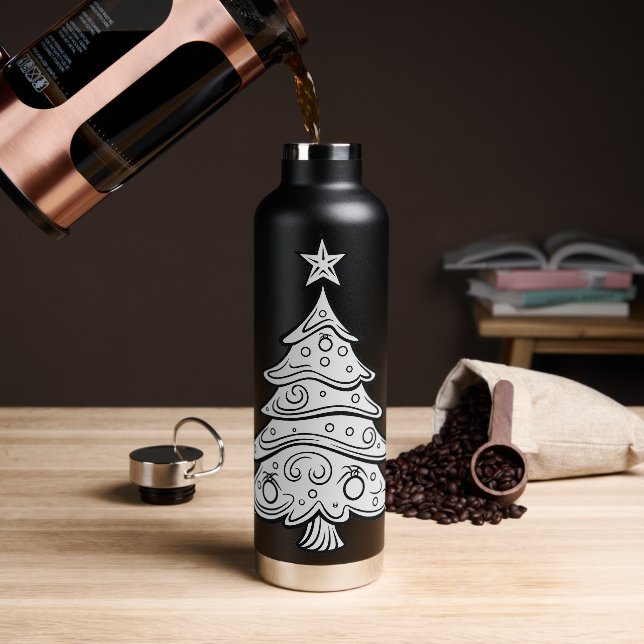 Jolly Hydration: Christbaum-Emblazoned Trinkflasche (Kaffee)