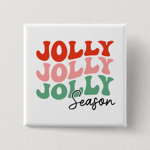 Jolly Jolly Jolly Season Retro Holiday Typografie Button