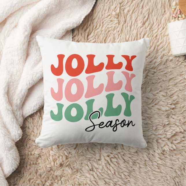 Jolly Jolly Jolly Season Retro Holiday Typografie Kissen (Decke)