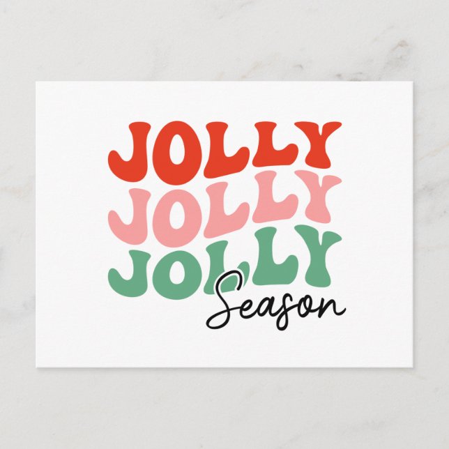 Jolly Jolly Jolly Season Retro Holiday Typografie Postkarte (Vorderseite)