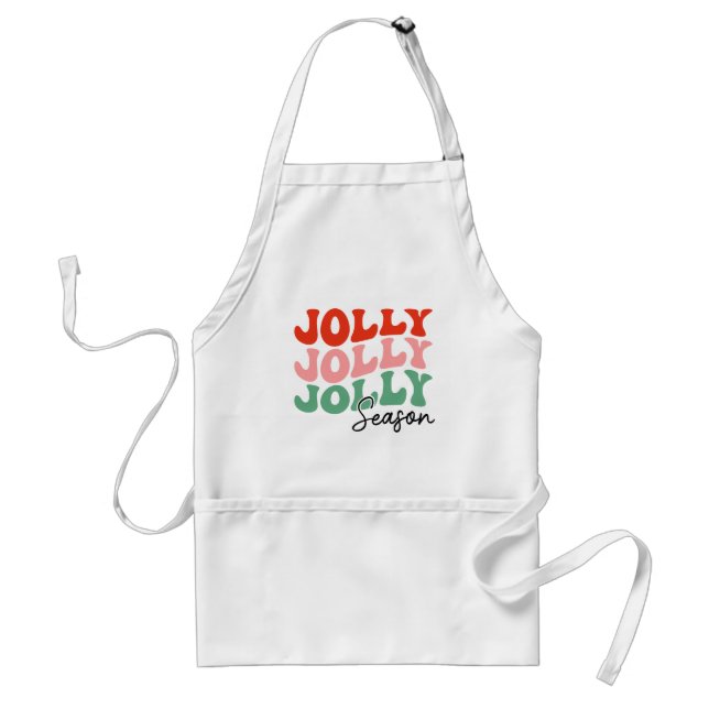 Jolly Jolly Jolly Season Retro Holiday Typografie Schürze (Vorne)