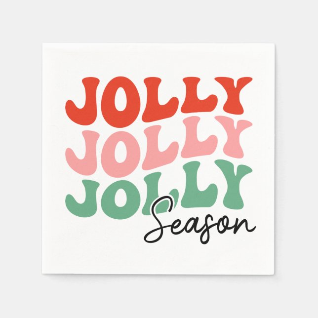 Jolly Jolly Jolly Season Retro Holiday Typografie Serviette (Vorderseite)
