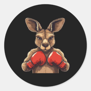 Jolly Kangaroo mit Handschuhen für eine lustige Sc Runder Aufkleber