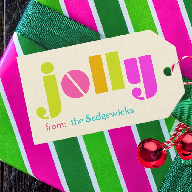 jolly Modern kühl Personalisierter Regenbogen Geschenkanhänger (jolly personalized gift tag in bright rainbow colors)