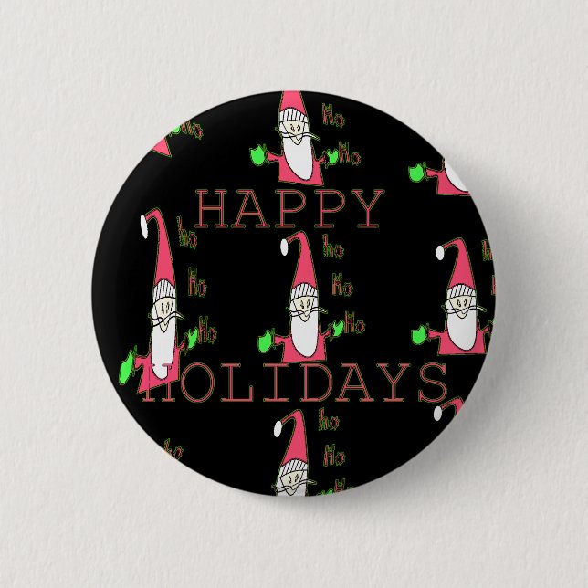 Jolly Mouse Santa: Eine lustige Urlaubserscheinung Button (Vorderseite)