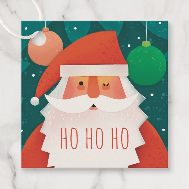 Jolly Niedlich Santa Claus | Ho Ho Ho Weihnachts-P Geschenkanhänger (Vorderseite)