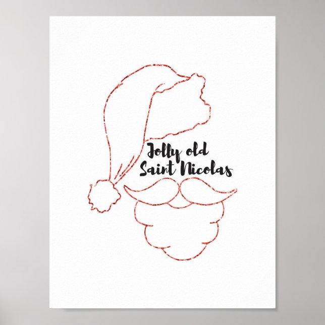 Jolly Old Saint Nicolas Red Glitzer Poster (Vorne)