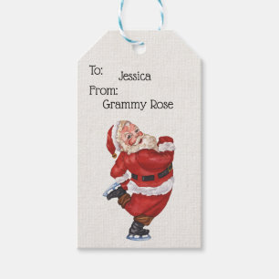 Jolly Old St. Nick Ice Skaten Personalisiert Geschenkanhänger