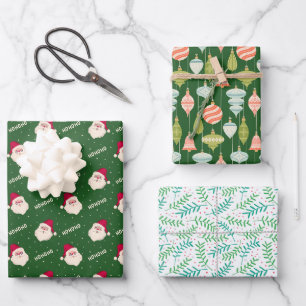 Jolly Old St. Nick, Weihnachtsschmuck und Holly Geschenkpapier Set