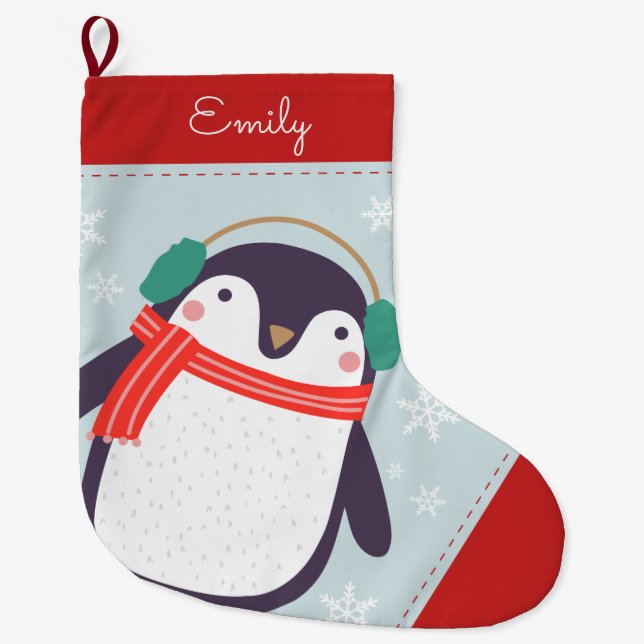 Jolly Penguin Großer Weihnachtsstrumpf (Vorderseite)