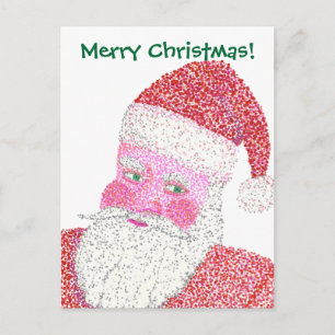 Jolly Père Noël Pointillisme Joyeuses cartes posta