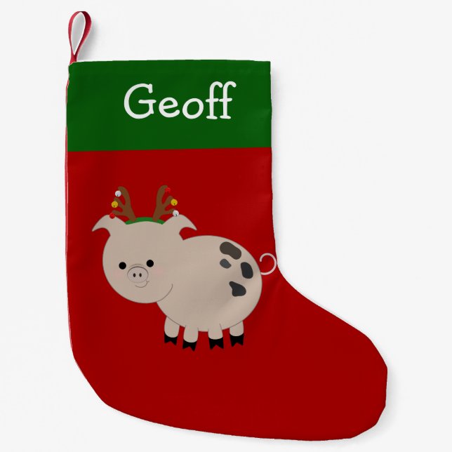 Jolly Reindeer Gepunktet Pet Pig Strumpf Kleiner Weihnachtsstrumpf (Vorderseite)