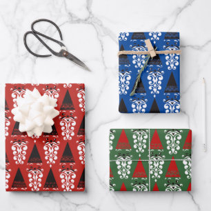 Jolly Retro Santas Wrapping Paper Geschenkpapier Set